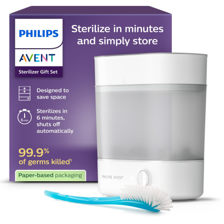 Philips Avent stérilisateur coffret cadeau - Stérilisateur électrique à vapeur avec goupillon pour biberon et tétine