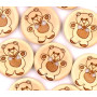 Lot de 12 magnifiques boutons ronds en bois naturel avec impression en peluche - 15 mm - 2 trous à coudre - Pour bricolage