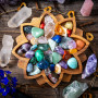 Curawood Plateau Lotus en cristal pour pierres - Montrez vos cristaux et pierres de guérison - Support et étagère organisateur