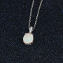 S925 Argent Gemmes Australiennes Opale Pendentif Médaillons Colliers Ovale Ellipse pour Femmes Cadeau de la Saint Valentin, 925