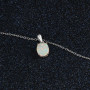 S925 Argent Gemmes Australiennes Opale Pendentif Médaillons Colliers Ovale Ellipse pour Femmes Cadeau de la Saint Valentin, 925