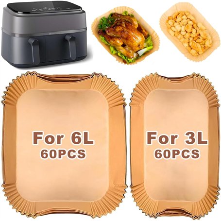 Lot de 120 feuilles de cuisson Airfryer pour Philips Dual Basket Airfryer 3000 série 5000 6L/3L NA350/00 NA550/00
