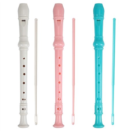 Flûte à bec soprano à flûte à bec 8 trous en ABS de style allemand Flûte triple en Do avec tableau de doigté Instructions (franç