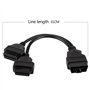 Yctze pour câble y OBD Câble d'extension OBD2, Voiture 16 Broches OBD2 OBDII mâle à Double Femelle Adaptateur Y-Splitter câble d