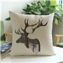 Taie d'oreiller 5 pièces Ensemble Renne de noël tête décoration de la Maison canapé Oreiller canapé crème Lin Lin cerf imprimé A
