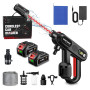ONEVAN Nettoyeur Haute Pression sans Fil, 80bar Mini Nettoyeur Haute Pression sur Batterie 2x4,0Ah, écran LCD, buse 5 en 1, Pist