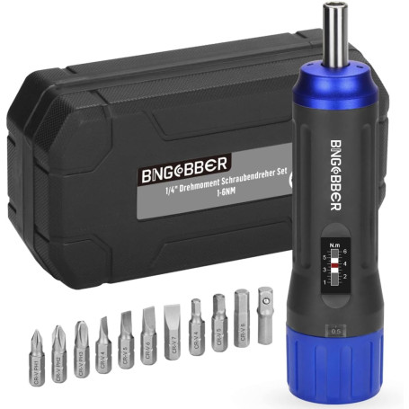 BINGCOBBER Clé tournevis dynamométrique 1-6 Nm Jeu de clés dynamométriques pour la réparation de vélo avec porte-embouts