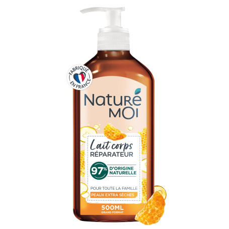 Naturé Moi – Lait Corps Réparateur au Miel Bio du Limousin et à l'Huile d'Avocat - Nourrit et Répare les Peaux Extra Sèches - 97