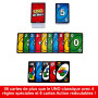 Mattel Games UNO No Mercy Jeu de cartes dans sa boîte de transport et de voyage, pour des soirées jeux en famille, avec des règl