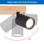 ANWIO Plafonnier Spots, 3 Spots de Plafond Led Intérieurs Base GU10, Luminaires Intérieur Noirs avec Base Rectangulaire en Bois,