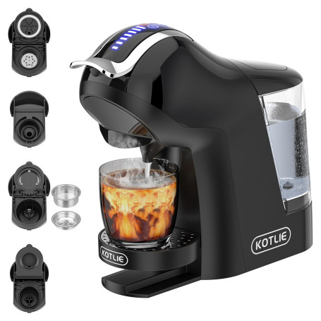 KOTLIE EM-308A Machine à café 5-en-1, compatible avec le café moulu/capsules/ESE(44mm), quatre températures sélectionnables, sep