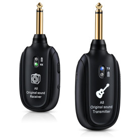 Système de guitare sans fil A8-2 UHF Audio Émetteur récepteur sans fil pour guitare acoustique, basse, violon, clavier, instrume
