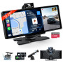 TECXERLLON Carplay sans Fil, 10.26'' Écran Carplay Voiture pour Carplay et Android Auto avec Dash Avant 4K, arrière 1080p, écran