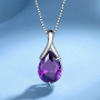 Bellitia Jewelry Collier pendentif avec améthyste naturelle en forme de poire pour Femmes, Collier pendantes en Argent Sterling 