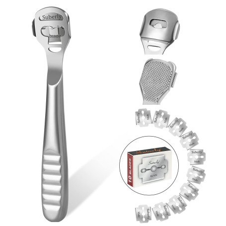 URAQT Râpe à Pied Pédicure, Rapeuse Pieds Anti-Callosités, Coupe Cors, Rasoir pour Talons, Professionnel Pédicure kit Outils ave