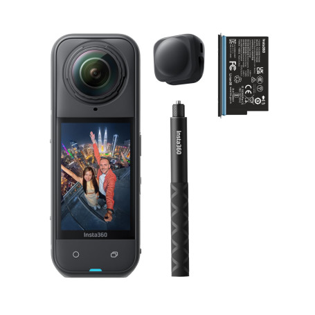 Insta360 X5 Pack débutant - caméra d'action 360° 8K étanche, Basse lumière de Pointe, Effet Perche à Selfie, objectifs Robustes