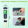 Pious Ph Metre, 5 en 1 PH/TDS/EC/Salinité/Thermomètre, Testeur ph à Écran LCD, Compensation Automatique de la Température, Ph Me