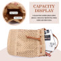 EVEOUT Sacs bandoulière Rétro Tissés Paille Femme Été Style bohème Grand Cabas Sacs portés épaule Paille Plage
