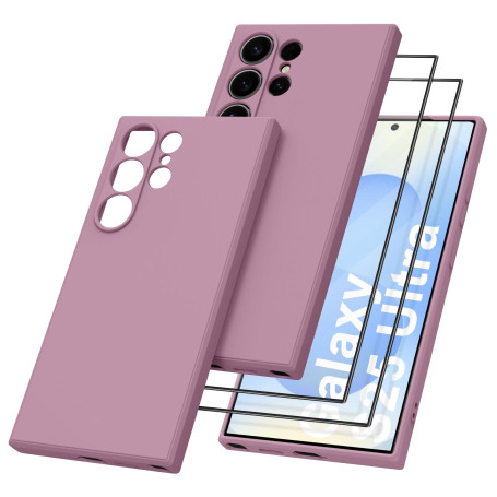 Tobfit Coque pour Samsung Galaxy S25 Ultra 5G avec 2 Pièces Verre Trempé, Silicone Étui de Protection pour Samsung S25 Ultra Min