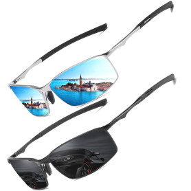 LEDING&BEST Lunettes de soleil Pilote polarisées hommes femmes Extérieur Léger Cadre métallique Pêche Golf Conduite Élégant Rétr