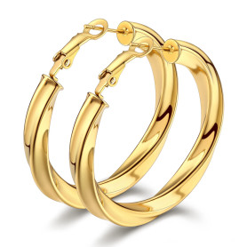 Bestyle Boucles d'oreilles créoles en Acier Inoxydable pour Femmes Argent/plaqué Or/Noir Grosses Boucles d'oreilles Rondes Diamè