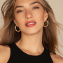 Bestyle Boucles d'oreilles créoles en Acier Inoxydable pour Femmes Argent/plaqué Or/Noir Grosses Boucles d'oreilles Rondes Diamè