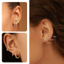 Dochais 14K Ensemble de Boucles d'Oreilles Plaqué - Créoles Huggie Hypoallergéniques, Clous d'Oreilles en Or et Petites Créoles 