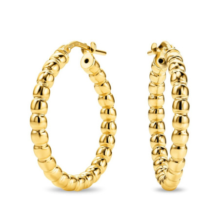 MIORE Boucles d’Oreilles Femme, Argent 925 Plaqué Or 18K, Creoles Argent, Créoles Boules 20 MM, Boucle d Oreille Plaque Or, Fabr