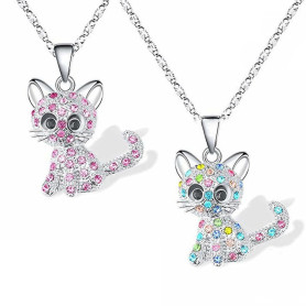 MIRKUZI Colliers pour fille Colliers 2 pièces, colliers de chat mignons pour filles, pendentifs de chat, cadeaux de Noël, cadeau
