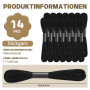 Lot de 14 brins de fil à broder noir de 120 yards en coton pour point de croix, idéal pour les bracelets d'amitié et les travaux