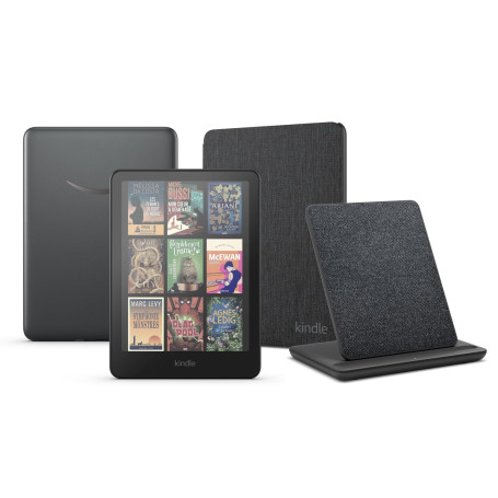 Kindle Colorsoft Signature Edition (32 GB) sans publicité, une couverture en tissu Amazon et une station de chargement sans fil 