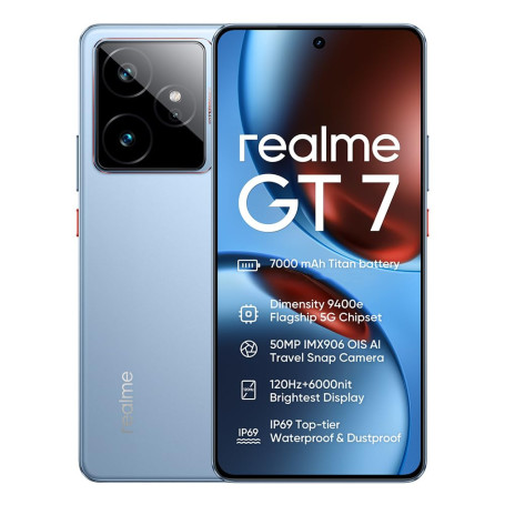 realme GT 7 5G Téléphone Portable,Batterie 7000 mAh,Dimensity 9400e,Caméra 50MP +50 MP,120Hz 6.78" Écran,12GB+512GB Smartphone