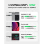 INIU Câble USB C, 2m 100W PD 5A Cable USB C Charge Rapide QC 4.0 Chargeur Type C Nylon Tressé pour iPhone 16 15 Samsung S23 Ultr
