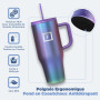 IRON °FLASK Mug Isotherme avec Paille et Poignée - 1.2L - Gobelet Isotherme en Inox À Double Paroi - Tasse Anti-fuite Sous Vide