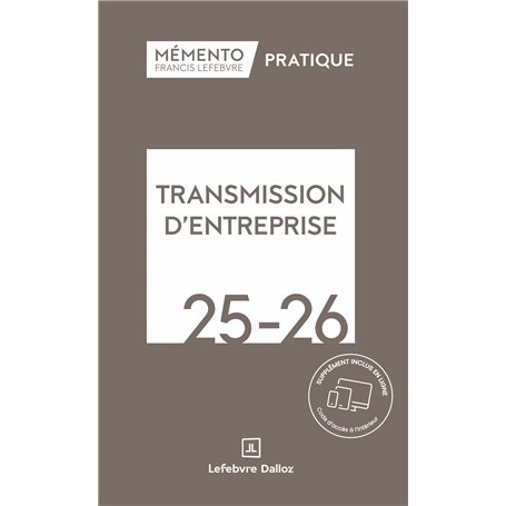 Mémento Transmission d'entreprise 2025-2026