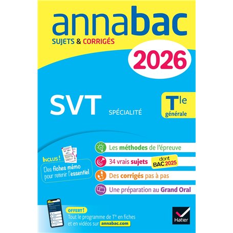 Annales du bac 2026 -  Annabac SVT Tle générale (spécialité)