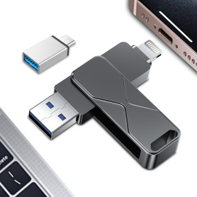 Clé USB pour iPhone 256 Go, Mfi Certified Lightning Mémoire Externe Pen Drive Stylo USB 3 en 1 pour iPhone, iPad, iOS, Macbook,  Clé USB pour iPhone 256 Go, Mfi Certified Lightning Mémoire Externe Pen Drive Stylo USB 3 en 1 pour iPhone, iPad, iOS, Macbook,