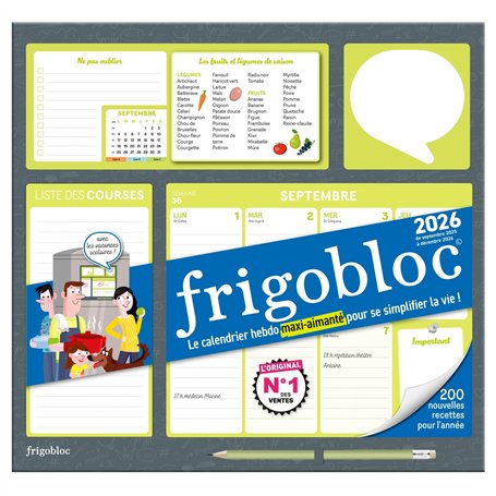 Frigobloc Hebdomadaire 2026 - Calendrier d'organisation familiale / sem (de sept. 2025 à déc. 2026)
