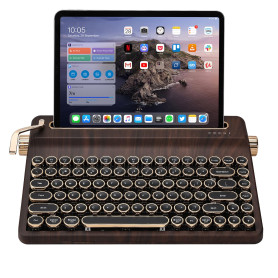 YUNZII QL75 Wireless Typewriter Keyboard Hot Swappable Retro Mechanical Keyboard, Punk Round Keycaps, RGB Backlit QMK/Via Progra