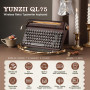 YUNZII QL75 Wireless Typewriter Keyboard Hot Swappable Retro Mechanical Keyboard, Punk Round Keycaps, RGB Backlit QMK/Via Progra