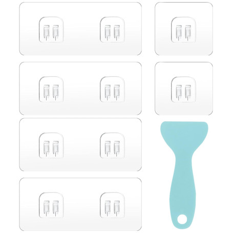 WOLMIK Lot de 6 crochets adhésifs de rechange pour étagère de douche d'angle avec racloir, crochets adhésifs transparents pour s
