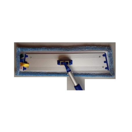 Le Plus de l'Entretien Balai Trapèze Lavage à Plat Fixation Velcro + Bandeau Microfibre + Manche Télescopique 140cm