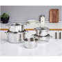 Amazon Basics Batterie de Cuisine à Induction en Acier Inoxydable, 9 Pièces, Casserole avec Couvercle, Cocotte