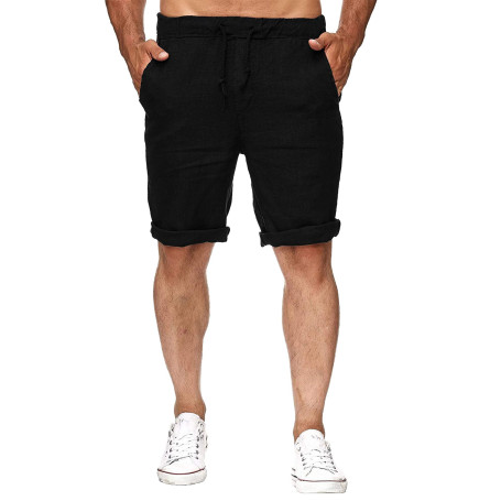 NANAMEEI Shorts Coton Lin Homme Été Shorts de Plage Décontractés Casual Bermudas Pants Taille avec Cordon Elastique