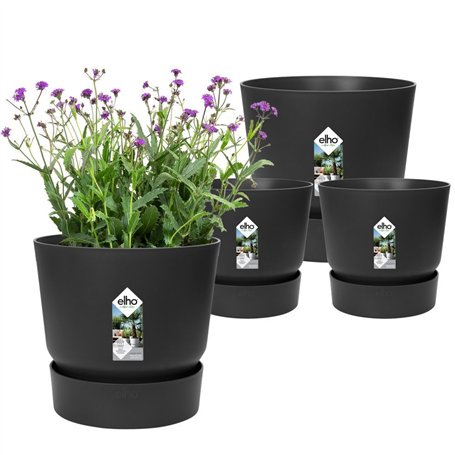 ELHO Lot de 2 pots de fleur rond Greenville - Ø14xH13