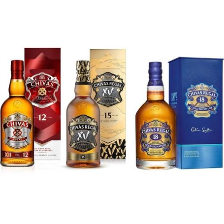 Trio Chiva Regal - 12 - XV et 18 ans - Whisky Ecossais - 40