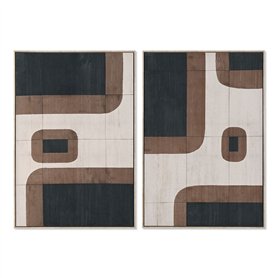 Cadre Home ESPRIT Marron Beige Abstrait Velours Urbaine (2 Unités)