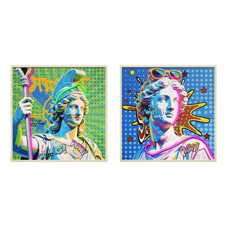 Cadre Home ESPRIT Bleu Vert Moderne 83 x 3 x 83 cm (2 Unités)