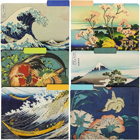 The Gifted Stationery Hokusai Lot de 12 dossiers floraux décoratifs avec languette 1/3 pour la maison