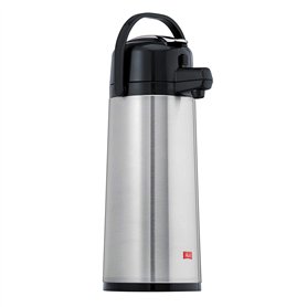 Melitta Pot à Pompe 2,2 litres/env. 16 Tasses – Isolation sous Vide en Verre, extérieur en Acier Inoxydable – Argent et Noir Melitta Pot à Pompe 2